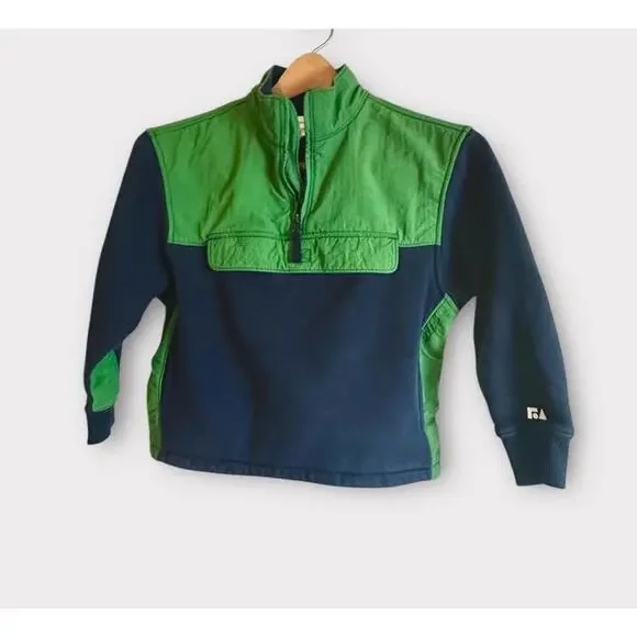 Free Assembly Boys Jacket Collared Half Zip Long Sleeve Green Dark Blue Size M 8 - Picture 1 of 12
